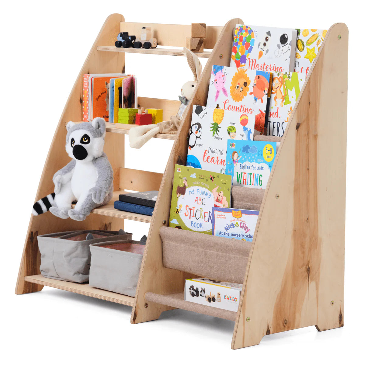 Montessori Two-In-One Book And Toy Storage Shelf