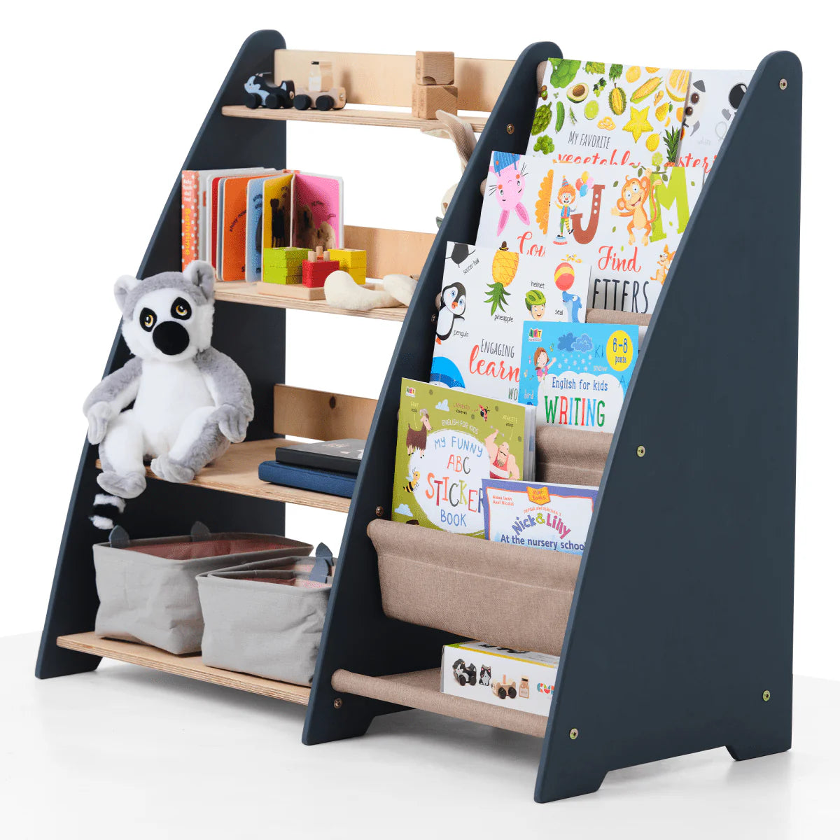 Montessori Two-In-One Book And Toy Storage Shelf