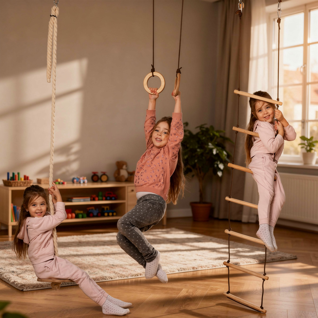 Premium Quality Indoor Montessori-Inspired Climbing Frame With Rope and Ladder Activities