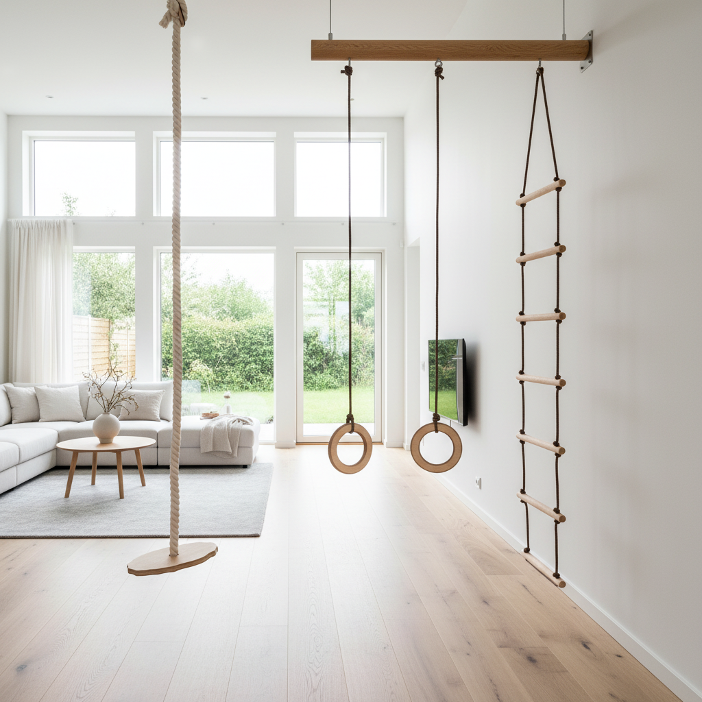 Premium Quality Indoor Montessori-Inspired Climbing Frame With Rope and Ladder Activities