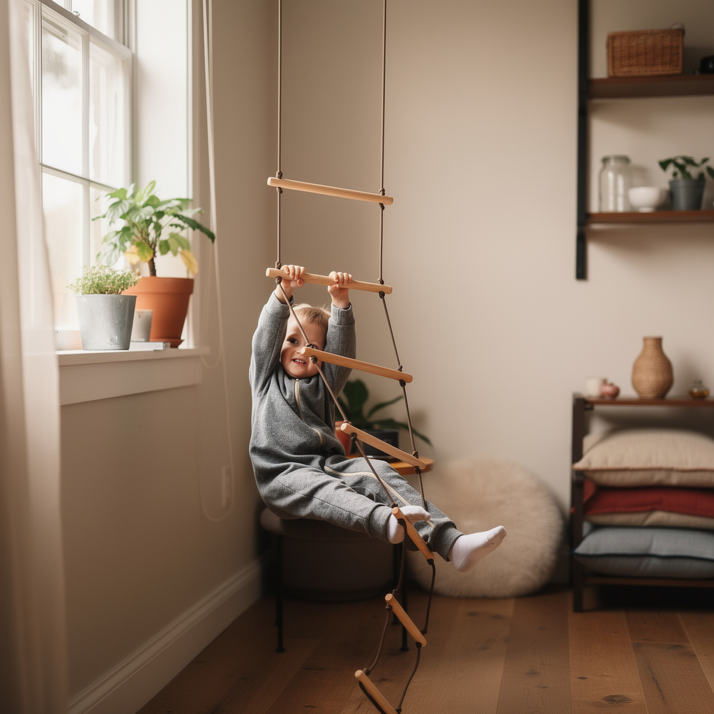 Premium Quality Indoor Montessori-Inspired Climbing Frame With Rope and Ladder Activities