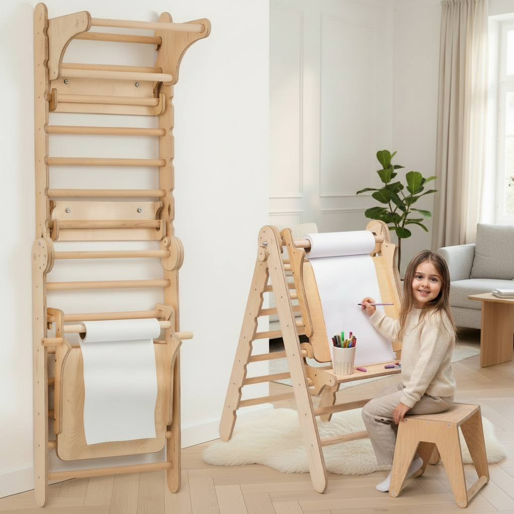 Timber crafted Five in One Montessori Climbing Frame System