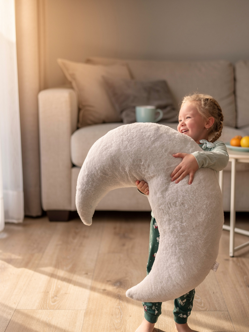 Soft Handcrafted Giant Moon Pillow For Babies, Toddlers, and Kids