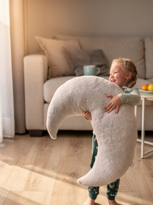 Soft Handcrafted Giant Moon Pillow For Babies, Toddlers, and Kids