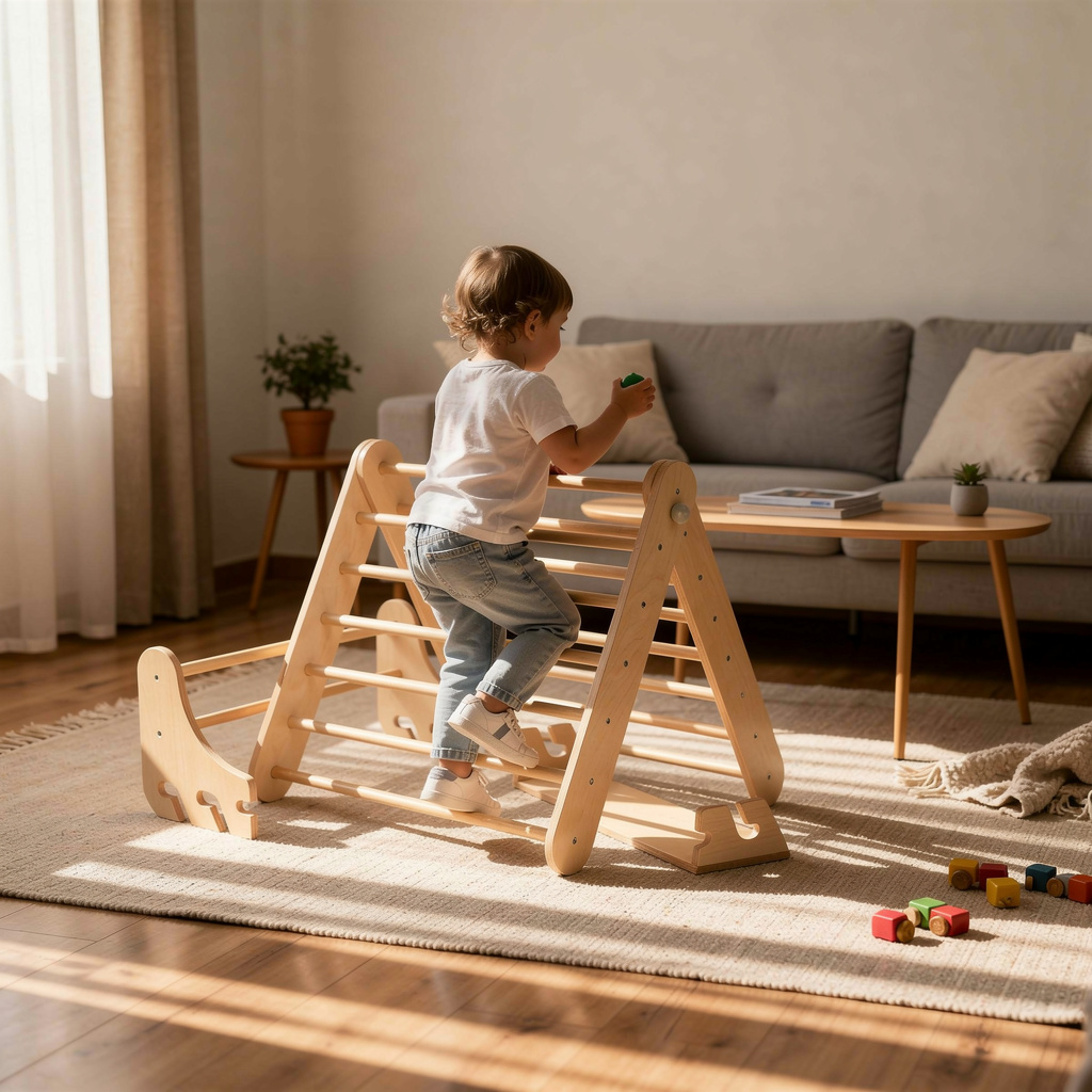 Pikler Triangle Climber with Swedish Wall Add-On (Ages 6m–7y)